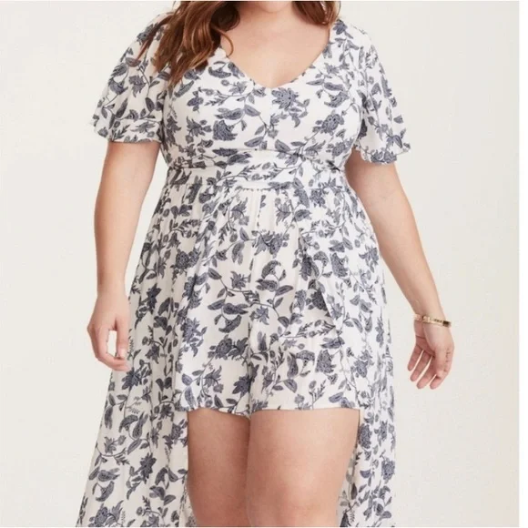 Torrid Paisley Hi-Low Romper Maxi Dress 16 - Picture 3 of 6